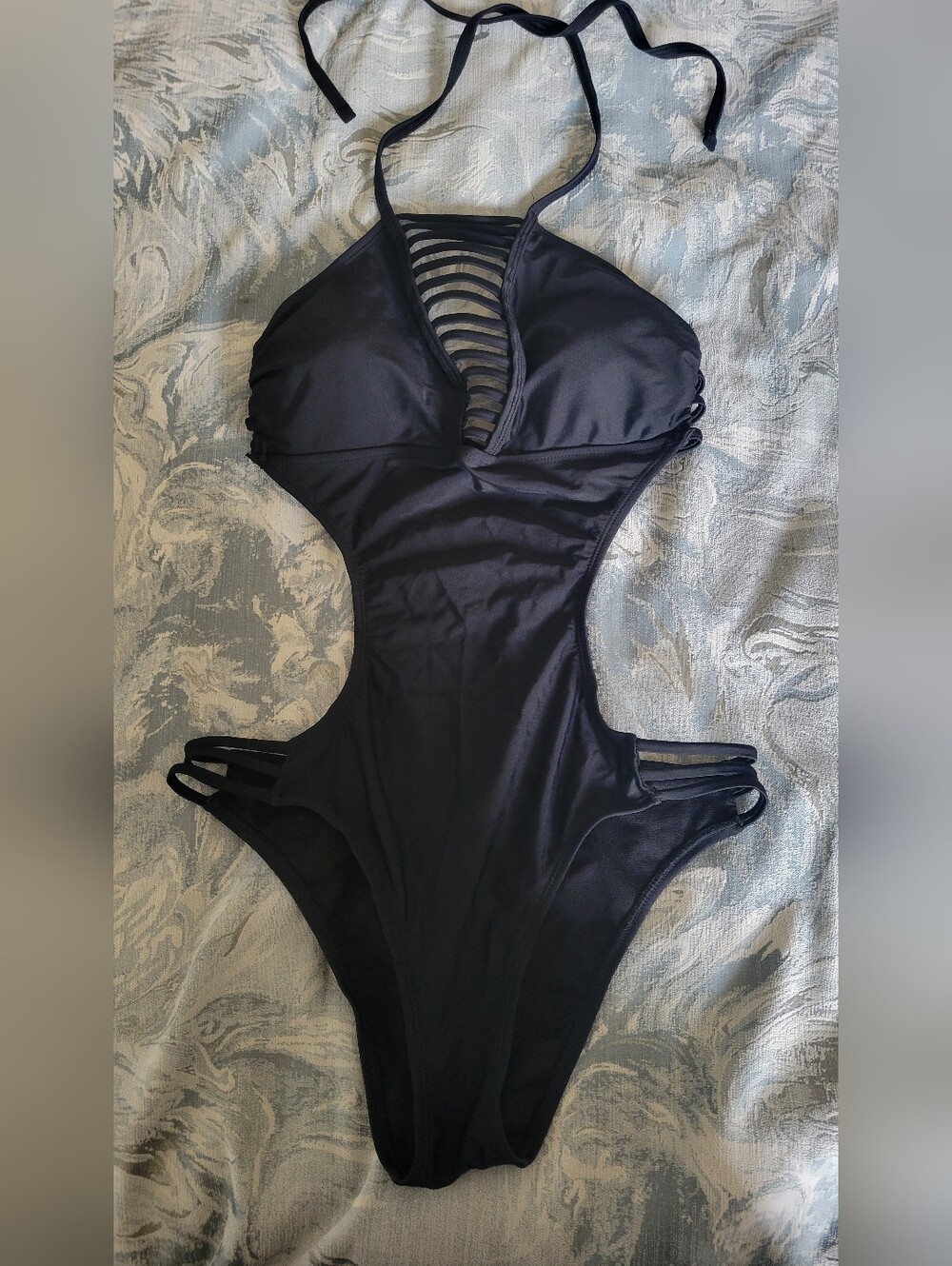 Sexy Black Strappy Cutout One-Piece Swimsuit